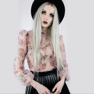 Floral Mesh Blouse
